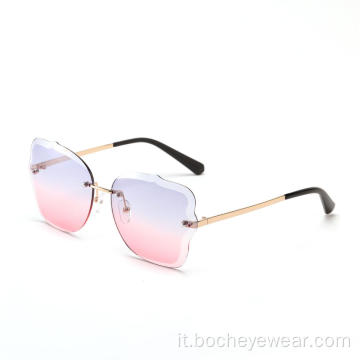 Fashion Rimless Luxury Nuovi occhiali da sole oversize con strass UV400 da uomo 2021